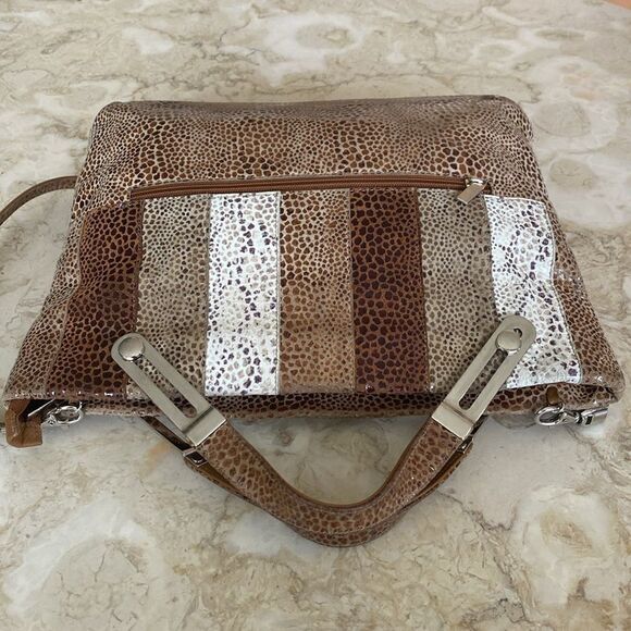 Vintage 1980s Due Fratelli Snakeskin Embossed Leather Dual Handle/ Shoulder Bag - Picture 8 of 15